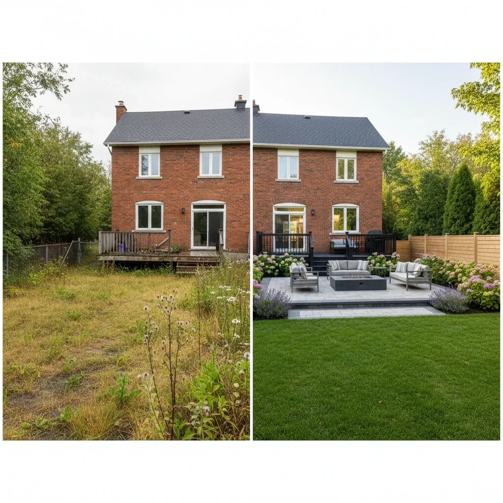 Landscape architect transformation - before and after by Elite Landscaping Fredericton in Fredericton